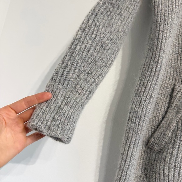 Free People Cloudy Day Cardigan light grey alpaca mohair wool grandpa boyfriend - Picture 8 of 12